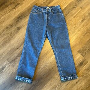 L.L. bean ladies original fit flannel lined denim jeans size 10 reg